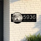 Custom Metal Island sea scene coconut tree Metal Address Sign, House number, Outdoor Number Signage, Yard Sign Address Plate