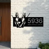 Custom Metal Deer hunting Metal Address Sign, House number, Outdoor Number Signage, Yard Sign Address Plate002