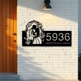 Custom Metal Couple Kissing bride and groom Metal Address Sign, House number, Outdoor Number Signage, Yard Sign Address Plate