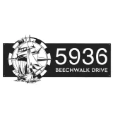 Custom Metal Ship with compass sailing Metal Address Sign, House number, Outdoor Number Signage, Yard Sign Address Plate
