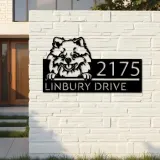Custom Metal Pomeranian dog Cute puppy Metal Address Sign House number Hanging Address Plaque Yard Sign Outdoor decor