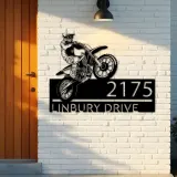 Custom Metal Dirtbike Motocross rider Metal Address Sign, House number, Outdoor Number Signage, Yard Sign Address Plate