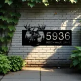 Custom Metal Deer elk forest wildlife Metal Address Sign Custom House Number Hanging Address Plaque Yard Sign Outdoor Sign