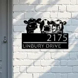 Custom Metal Cows Heifers farmhouse Metal Address Sign House number Hanging Address Plaque Yard Sign Outdoor decor