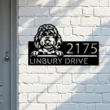 Custom Metal Goldendoodles dog Cute puppy Metal Address Sign House number Hanging Address Plaque Yard Sign Outdoor decor