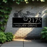 Custom Metal Motocross dirtbike biker Metal Address Sign, House number, Outdoor Number Signage, Yard Sign Address Plate