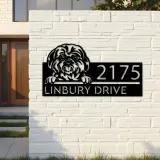 Custom Metal Shih Tzu Dog Cute puppy Metal Address Sign House number Hanging Address Plaque Yard Sign Outdoor decor