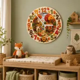Autumn Woodland Animals Kids Room Wall Clock