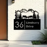 Custom Metal Deer buck forest Metal Address Sign, House number, Outdoor Number Signage, Yard Sign Address Plate