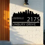 Custom Metal Louisville city skyline Metal Address Sign Hanging Address Plaque house number Yard Outdoor Sign