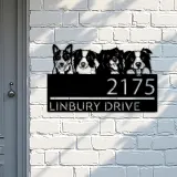 Custom Metal Dogs Cute puppy Metal Address Sign House number Hanging Address Plaque Yard Sign Outdoor decor