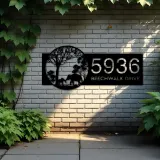 Custom Metal Elephants mother and child in forest Metal Address Sign, House number, Outdoor Number Signage, Yard Sign Address Plate