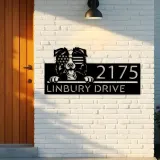 Custom Metal Border Collie dog US flag glasses Metal Address Sign House number Hanging Address Plaque Yard Sign Outdoor decor