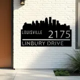 Custom Metal Louisville city skyline Metal Address Sign Hanging Address Plaque house number Yard Outdoor Sign