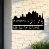 Custom Metal Indianapolis city skyline Metal Address Sign Hanging Address Plaque house number Yard Outdoor Sign