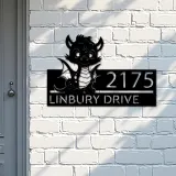 Custom Metal Cute Dragon Metal Address Sign, House number, Outdoor Number Signage, Yard Sign Address Plate