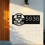 Custom Metal Cinema movie lover Metal Address Sign Custom House number Hanging Address Plaque Yard Sign Outdoor