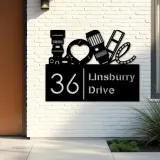 Custom Metal Love Photography Camera Photographer Metal Address Sign, House number, Outdoor Number Signage, Yard Sign Address Plate