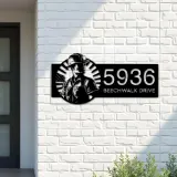 Custom Metal US Construction worker Metal Address Sign, House number, Outdoor Number Signage, Yard Sign Address Plate