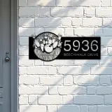 Custom Metal Bowling Metal Address Sign, House number, Outdoor Number Signage, Yard Sign Address Plate002