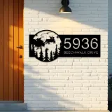 Custom Metal Santa Claus flying on sleigh Christmas Metal Address Sign, House number, Outdoor Number Signage, Yard Sign Address Plate