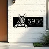 Custom Metal Bengal Cute peeking cat kitten Metal Address Sign, House number, Outdoor Number Signage, Yard Sign Address Plate