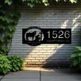 Custom Metal Cowboy and horse Metal Address Sign, House number, Outdoor Number Signage, Yard Sign Address Plate