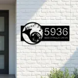 Custom Metal French horn musical instrument Metal Address Sign Custom House number Hanging Address Plaque Yard Sign Outdoor