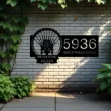 Custom Metal Record player Recording studio logo Metal Address Sign, House number, Outdoor Number Signage, Yard Sign Address Plate