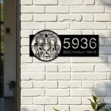 Custom Metal Holy Family Chritian Jesus Christ Metal Address Sign, House number, Outdoor Number Signage, Yard Sign Address Plate