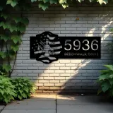 Custom Metal Fireman fire fighter department US flag Metal Address Sign House number Hanging Address Plaque Yard Sign Outdoor