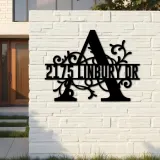 Custom Metal Floral Monogram Split Letter A Metal Address Sign House number Hanging Address Plaque Yard Sign Outdoor decor