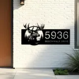 Custom Metal Deer elk forest wildlife Metal Address Sign Custom House Number Hanging Address Plaque Yard Sign Outdoor Sign