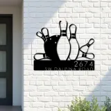 Custom Metal Bowling Metal Address Sign, House number, Outdoor Number Signage, Yard Sign Address Plate001