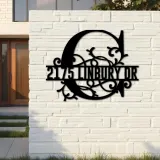 Custom Metal Floral Monogram Split Letter C Metal Address Sign House number Hanging Address Plaque Yard Sign Outdoor decor