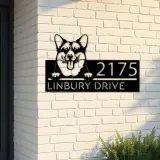Custom Metal Corgi dog Puppy Metal Address Sign House number Hanging Address Plaque Yard Sign Outdoor decor