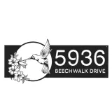 Custom Metal Hummingbird Floral Wreath Metal Address Sign, House number, Outdoor Number Signage, Yard Sign Address Plate
