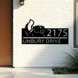 Custom Metal Peeking Skunk Wild animal wildlife Metal Address Sign, House number, Outdoor Number Signage, Yard Sign Address Plate