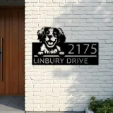 Custom Metal Brittany dog Puppy Metal Address Sign House number Hanging Address Plaque Yard Sign Outdoor decor