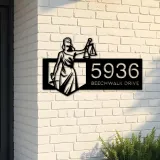 Custom Metal Lady Justice Themis lawyer Metal Address Sign, House number, Outdoor Number Signage, Yard Sign Address Plate