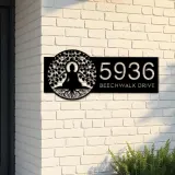Custom Metal Buddha tree of life Metal Address Sign, House number, Outdoor Number Signage, Yard Sign Address Plate
