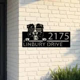 Custom Metal Border Collie dog US flag glasses Metal Address Sign House number Hanging Address Plaque Yard Sign Outdoor decor