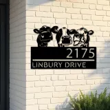 Custom Metal Cows Heifers farmhouse Metal Address Sign House number Hanging Address Plaque Yard Sign Outdoor decor