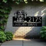 Custom Metal Weimaraner Dog Cute puppy Metal Address Sign House number Hanging Address Plaque Yard Sign Outdoor decor
