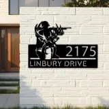 Custom Metal Deer hunter deer hunting Metal Address Sign, House number, Outdoor Number Signage, Yard Sign Address Plate