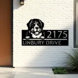 Custom Metal Berne cattle dog Puppy Metal Address Sign House number Hanging Address Plaque Yard Sign Outdoor decor