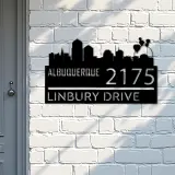 Custom Metal Albuquerque city skyline Metal Address Sign Hanging Address Plaque house number Yard Outdoor Sign