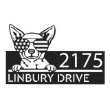 Custom Metal Chihuahua dog US flag glasses Metal Address Sign House number Hanging Address Plaque Yard Sign Outdoor decor