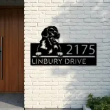 Custom Metal Newfoundland dog Puppy Metal Address Sign House number Hanging Address Plaque Yard Sign Outdoor decor