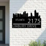 Custom Metal Atlanta city skyline Metal Address Sign Hanging Address Plaque house number Yard Outdoor Sign